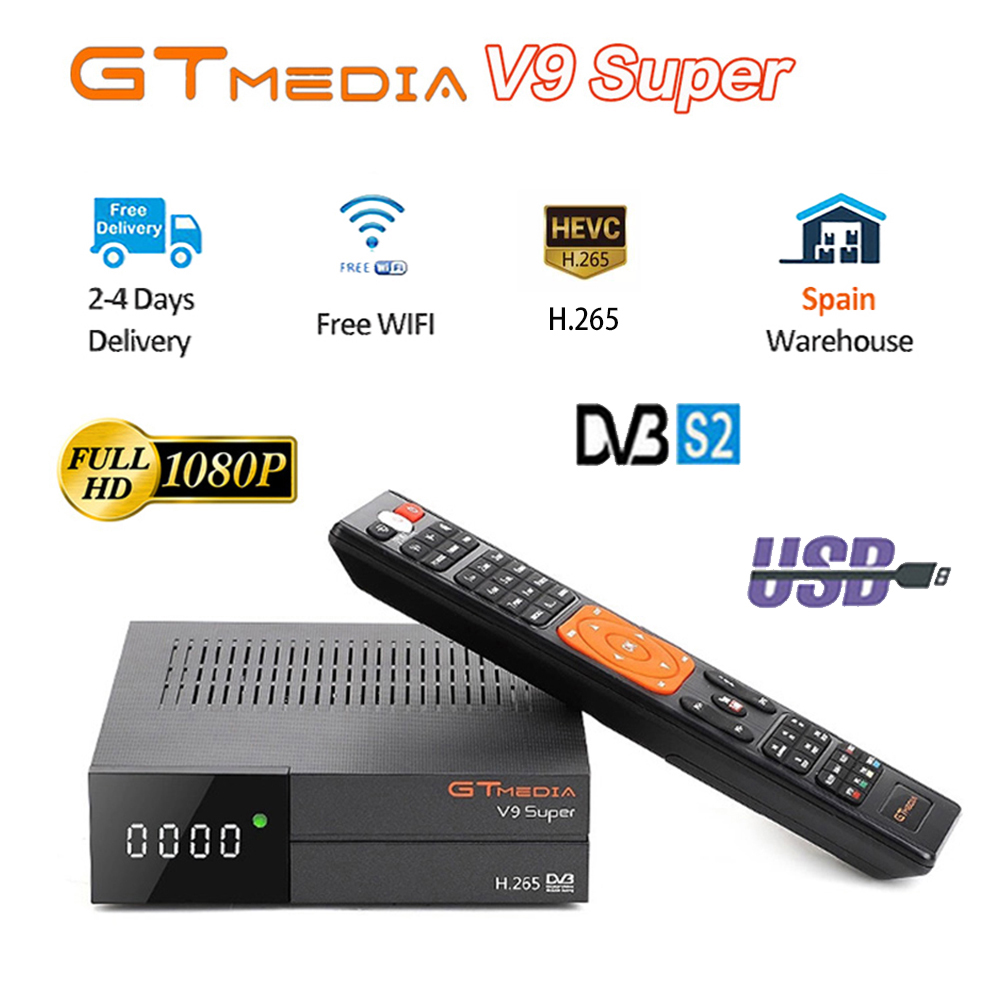 H.265 Full 1080P DVB-S2 GT media V9 Super With CCcam Cline Spain Satellite  TV Receiver Same As GTmedia V8 Nova Freesat V9Super - Price history &  Review