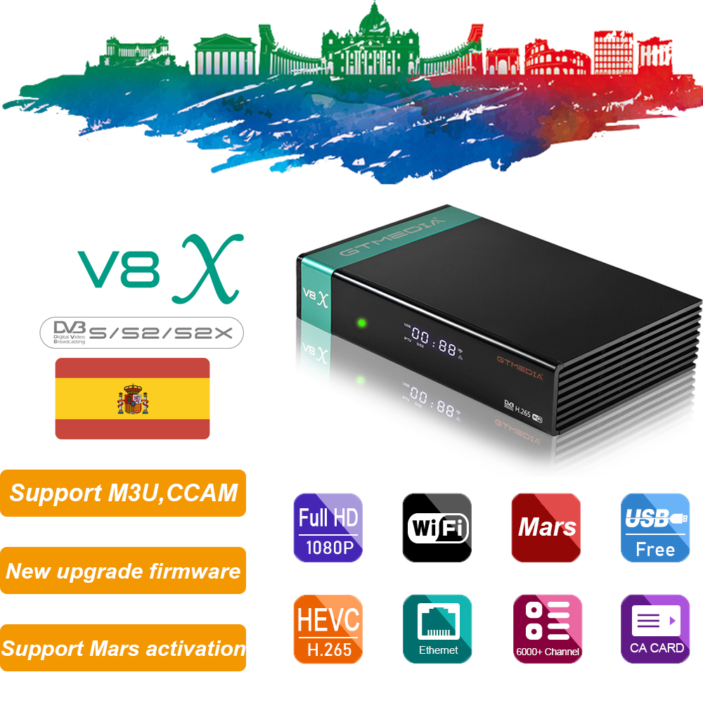 GTMEDIA V8X Mars Iptv Para Gtmedia V8x, DVB-S/S2/S2X, ACM/multi-stream Gtmedia Decodificador